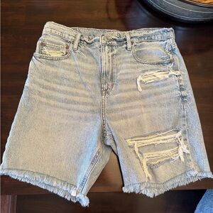 American Eagle Outfitters Light Blue Distressed Jean Shorts